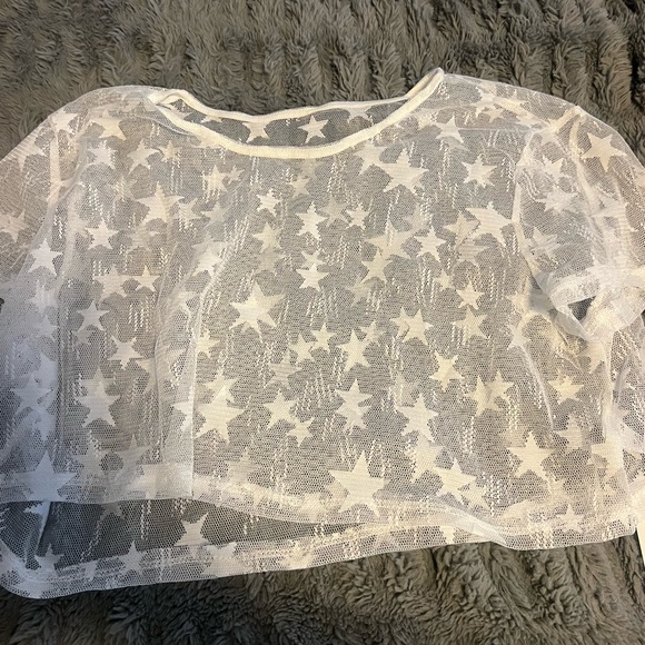 White Sheer Star Cropped Top - Picture 6 of 7